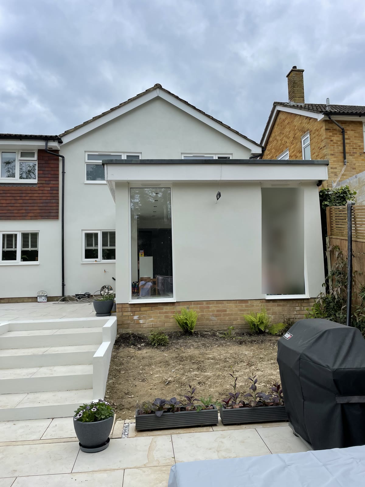 Rendered rear extension, seen from the garden
